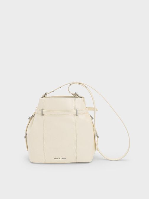 Bryna Belted Bucket Bag, Cream, hi-res