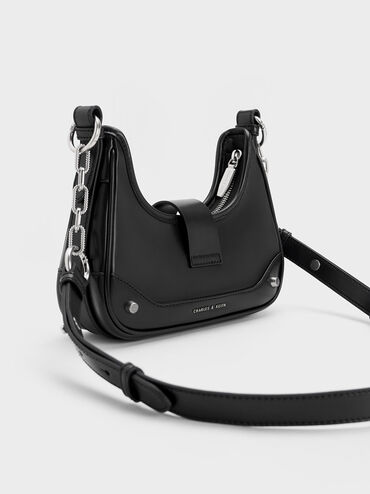 Winslet Belted Hobo Bag, Black, hi-res