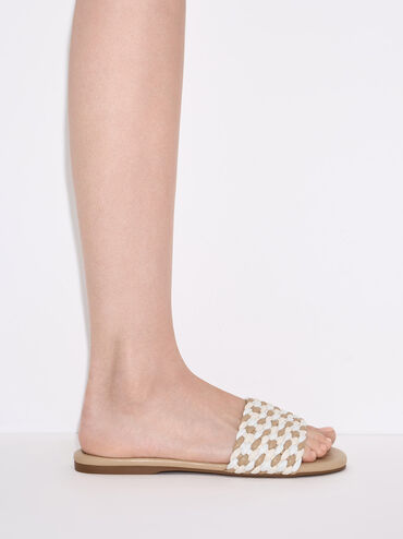 Woven Open-Toe Slides, Multi, hi-res