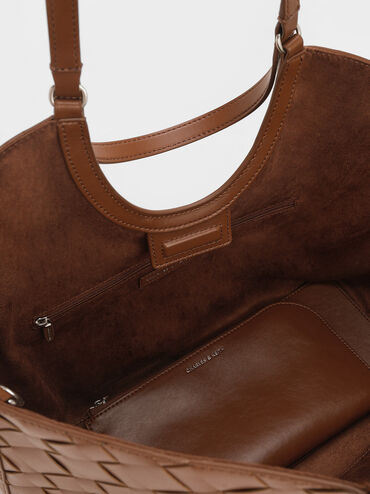 Ivette Woven Tote Bag, Chocolate, hi-res