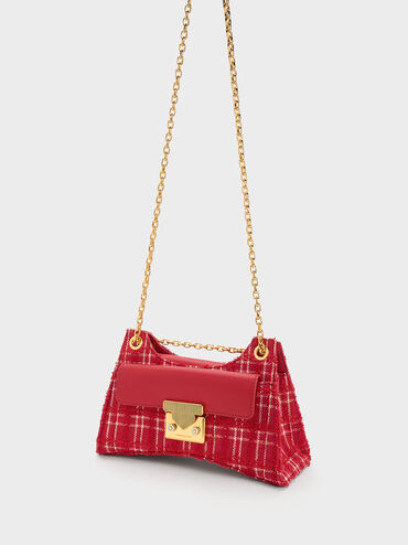 Eudora Tweed Sculptural Bag, Red, hi-res