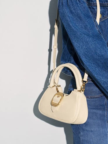 Avis Belted Top Handle Bag, Cream, hi-res