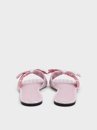 Striped Knot-Bow Slide Sandals, Light Pink, hi-res