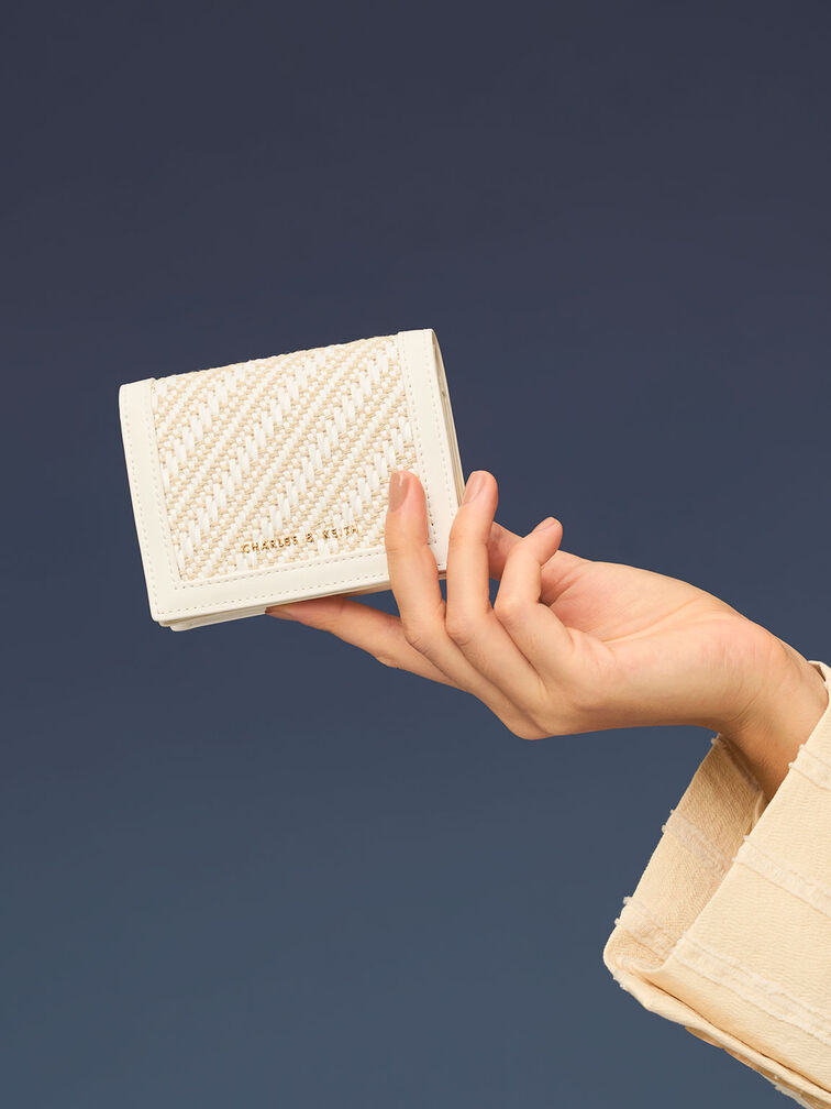 Cassia Snap Button Mini Short Wallet, White, hi-res