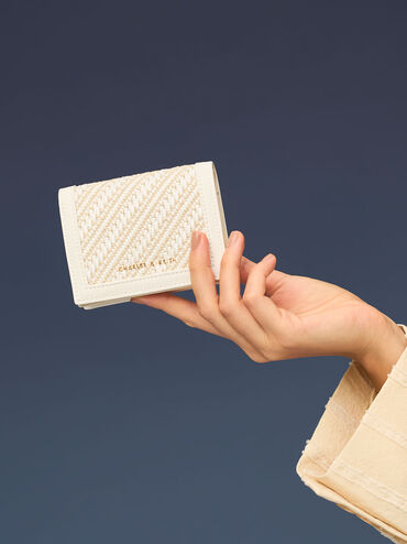 Cassia Snap Button Mini Short Wallet, White, hi-res