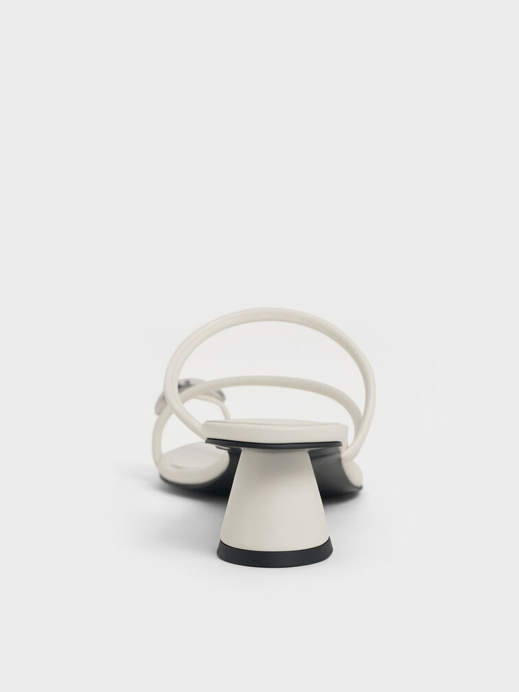 Metallic-Accent Strappy Toe-Ring Heeled Sandals, Chalk, hi-res