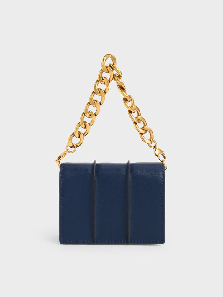 Arlys Chunky Chain Handle Mini Wallet, Navy, hi-res
