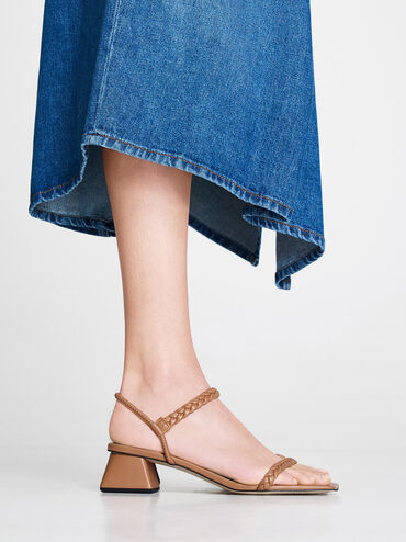 Braided Back Strap Sandals, Caramel, hi-res