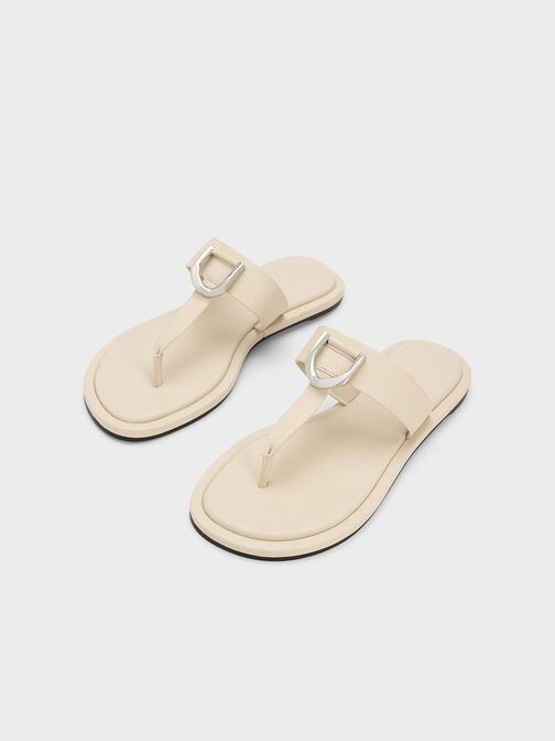 Gabine Leather Thong Sandals, Chalk, hi-res