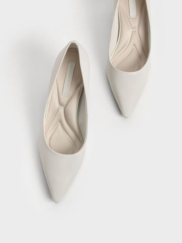 Cylindrical Kitten Heel Pumps, Chalk, hi-res