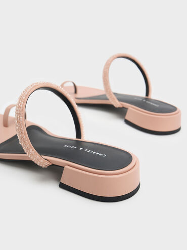 Beaded Toe-Ring Sandals, Nude, hi-res