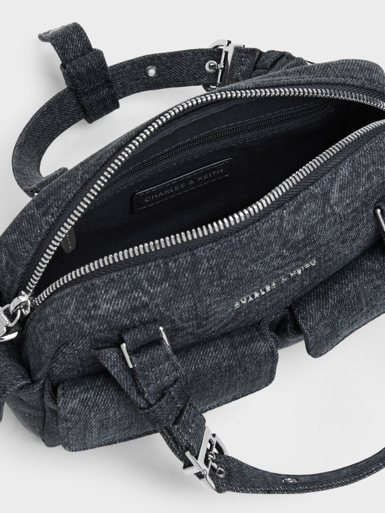 Rachel Denim Multi-Pocket Bowling Bag, Denim Blue, hi-res
