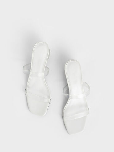 Double Strap See-Through Mules, White, hi-res