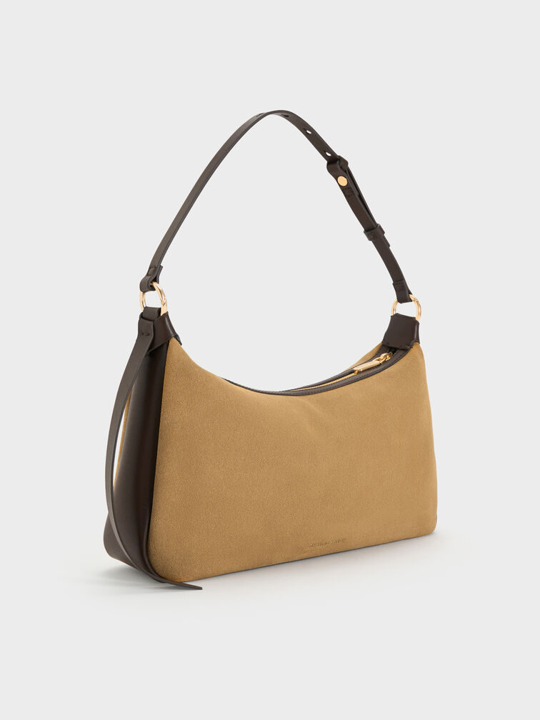 Calla Suede Shoulder Bag, Sahara Sand, hi-res