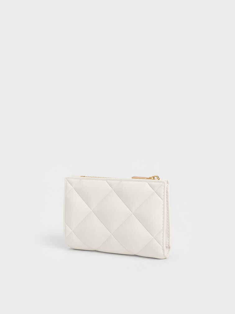 Gemma Quilted Cardholder, White, hi-res