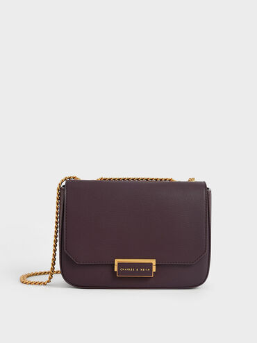 Chain Strap Shoulder Bag, Dark Oak, hi-res