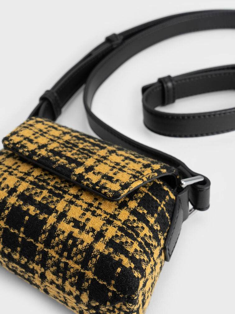 Woven Check-Print Mini Bag, Multi, hi-res