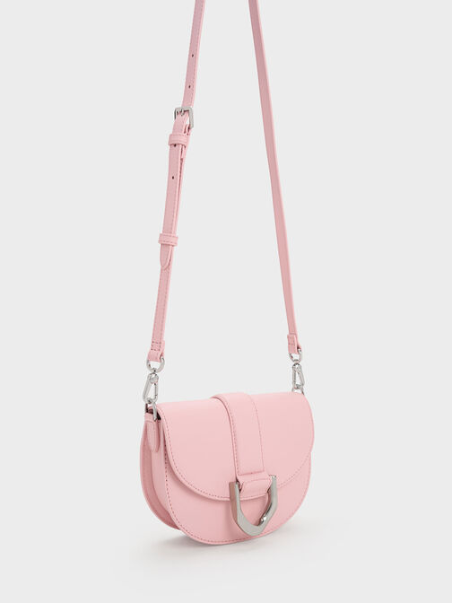 Mini Gabine Leather Saddle Bag, Pink, hi-res