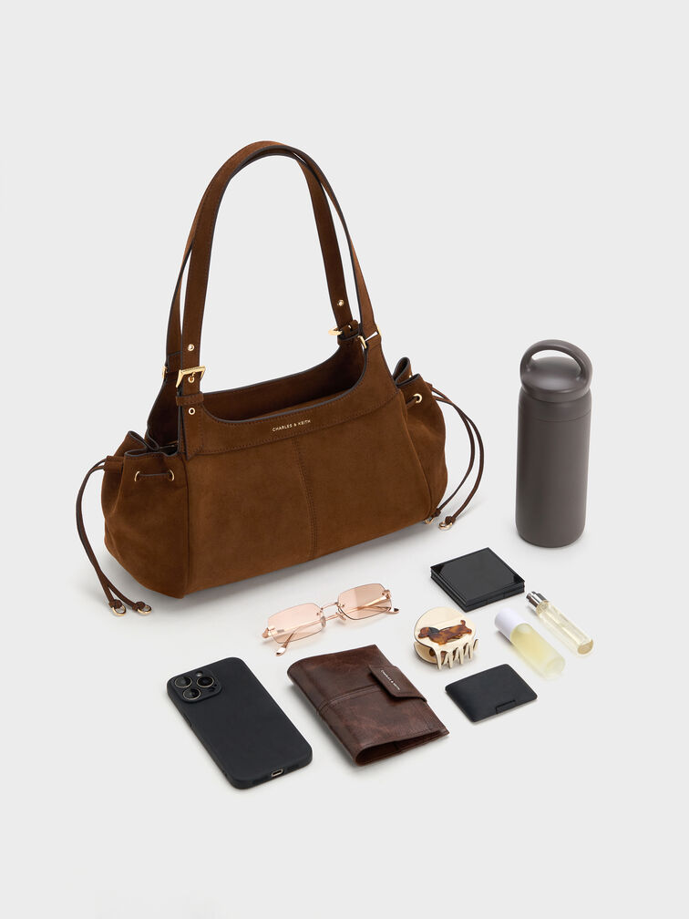 Lillith Drawstring Tote Bag, Pecan Brown, hi-res