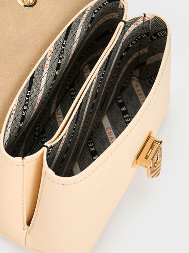 Alcott Push-Lock Chain Bag, Beige, hi-res