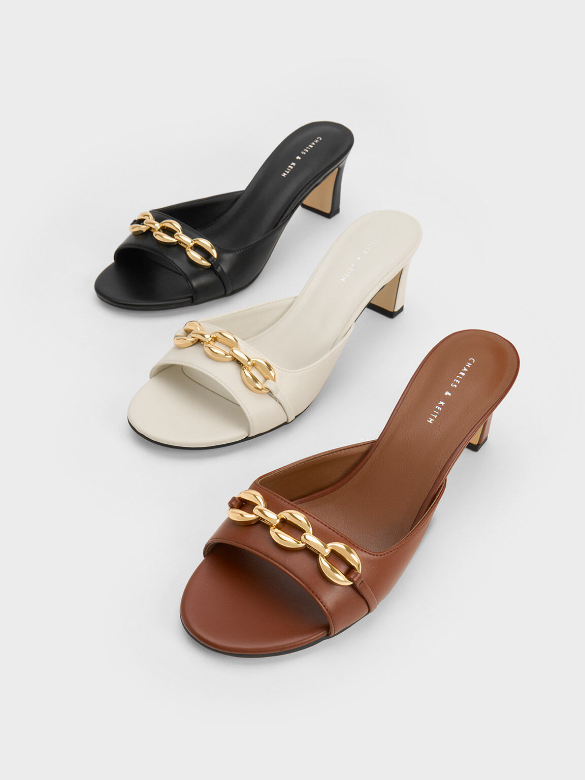 Black Ankle-Strap Heeled Sandals - CHARLES & KEITH OM