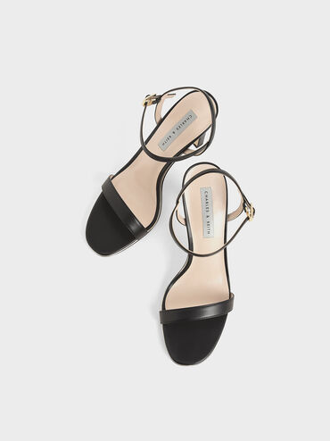Back Strap Heeled Sandals, Black, hi-res