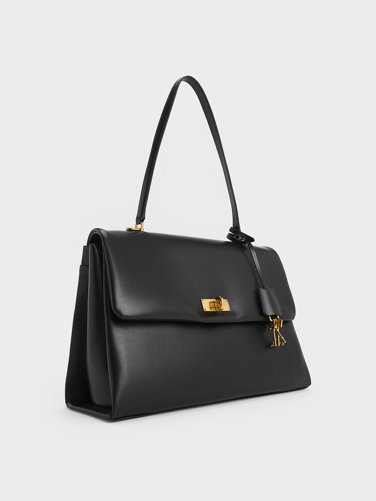 Kerry Top Handle Satchel Bag, Black, hi-res