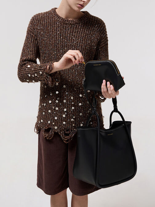 Lyla Tubular Slouchy Tote Bag, Black, hi-res