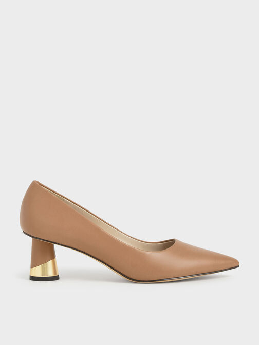 Cammie Metallic Sculptural Heel Pumps, Camel, hi-res