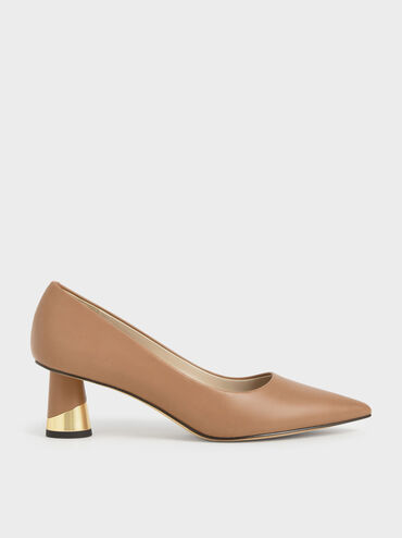 Cammie Metallic Sculptural Heel Pumps, Camel, hi-res