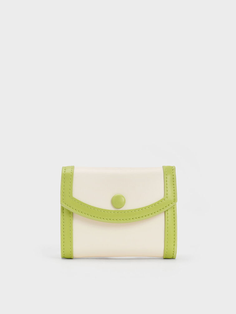 Alouette Contrast Trim Small Wallet, Cream, hi-res