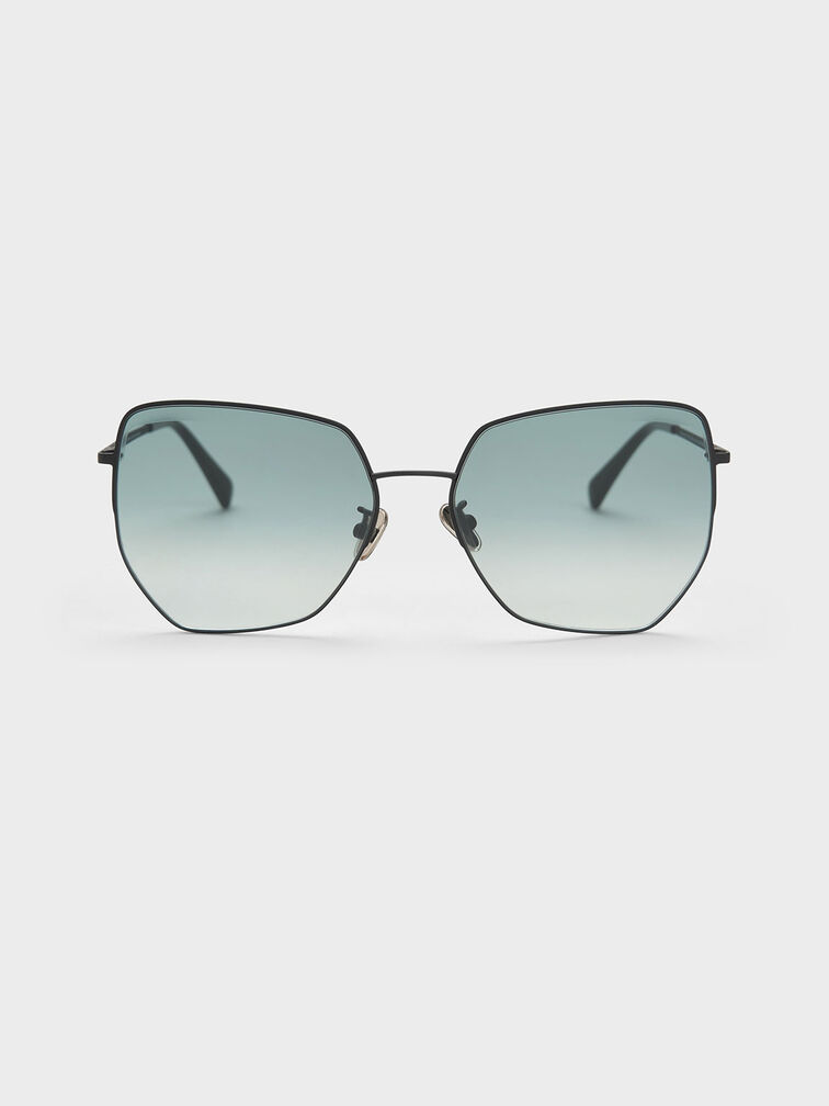 Recycled Acetate Butterfly Sunglasses, Black, hi-res
