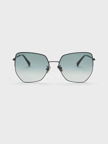 Recycled Acetate Butterfly Sunglasses, Black, hi-res