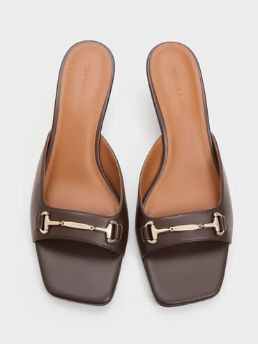 Erinna Metallc-Accent Wedge Mules, Dark Brown, hi-res