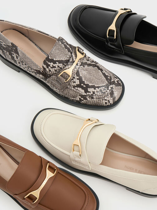 Leslie Metallic-Accent Loafers, Black Box, hi-res