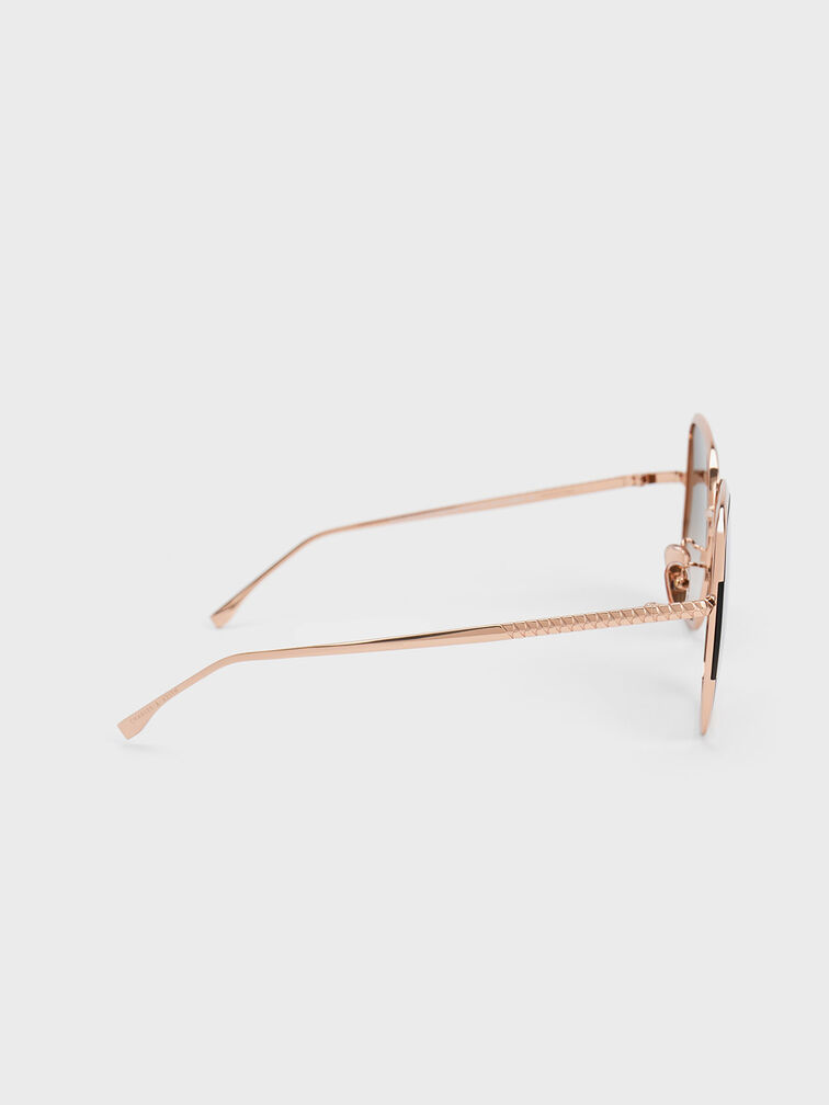 Braided Temple Butterfly Sunglasses, Rose Gold, hi-res