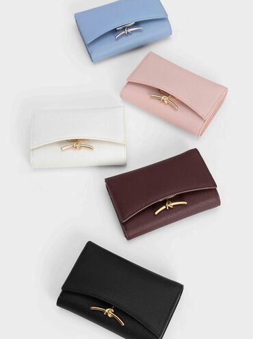 Huxley Metallic Accent Front Flap Wallet, Dark Chocolate, hi-res