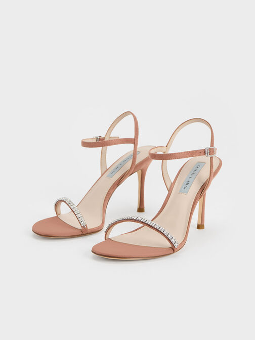 Ambrosia Textured Gem-Embellished Ankle-Strap Pumps, Nude, hi-res