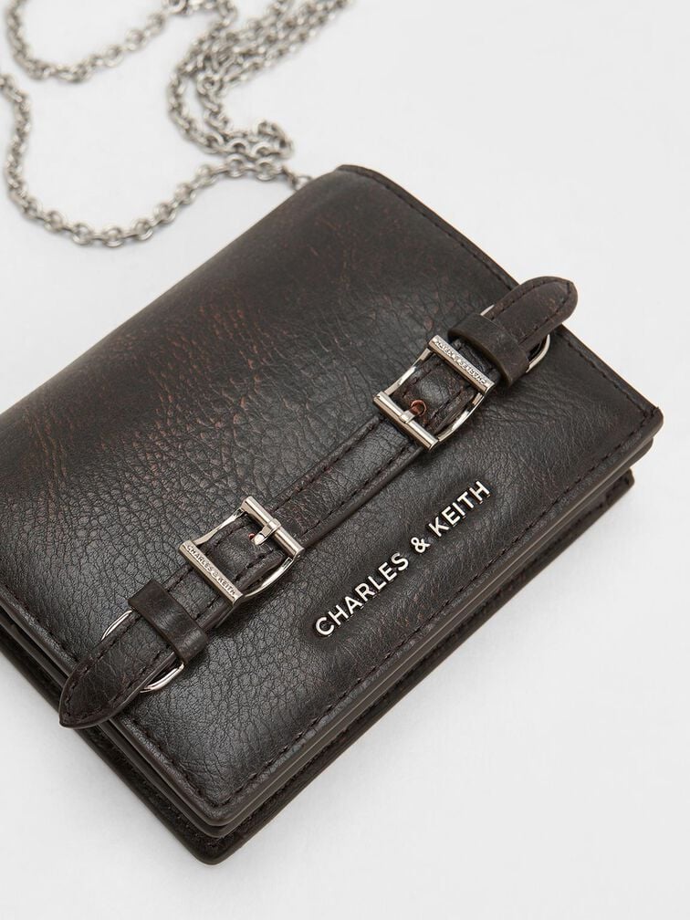 Sloane Chain-Handle Wallet, Dark Brown, hi-res