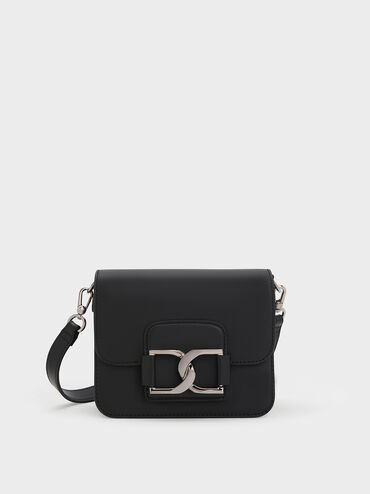 Gabine Leather Crossbody Bag, Noir, hi-res