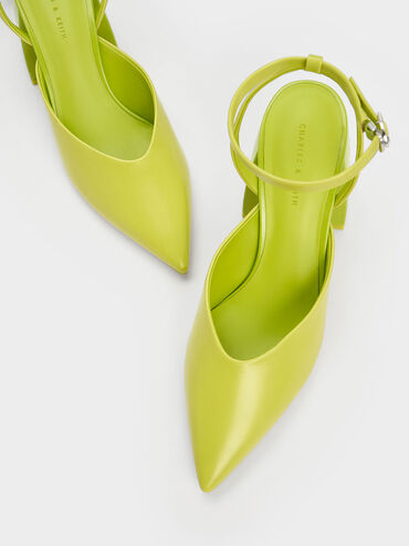 Chunky Heel Ankle-Strap Pumps, Lime, hi-res