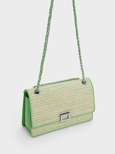 Everline Tweed Braided-Strap Shoulder Bag, Green, hi-res
