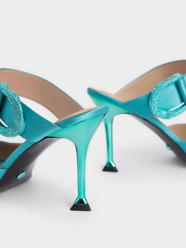 Gabine Recycled Polyester Mules, Turquoise, hi-res