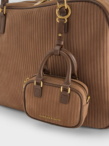 Sianna Corduroy Bag Charm, Mocha Brown, hi-res