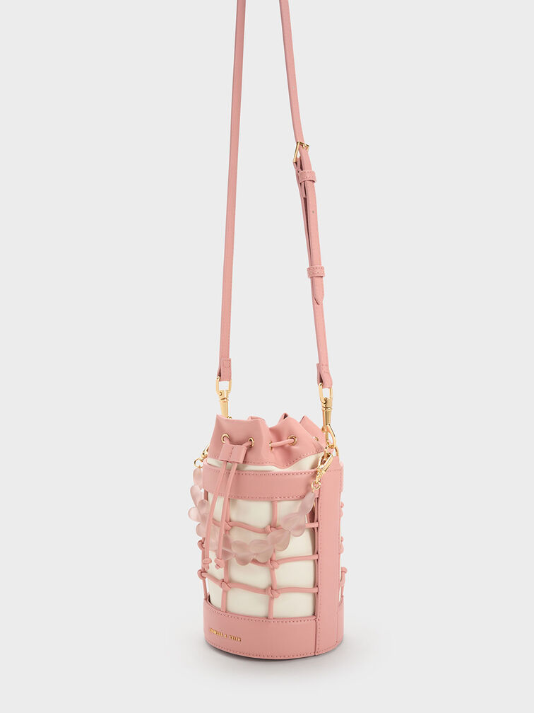 Heart Motif Caged Bucket Bag, Multi, hi-res