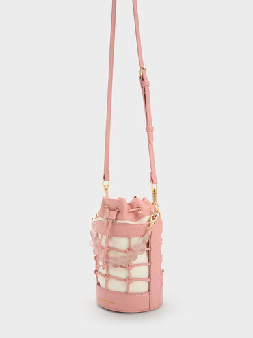 Heart Motif Caged Bucket Bag, Multi, hi-res