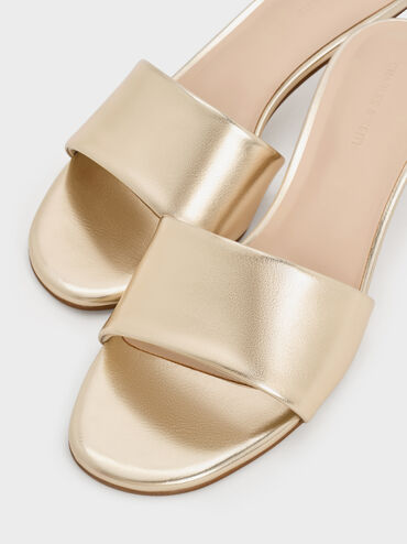 Ruthie Metallic Heeled Mules, Light Gold, hi-res