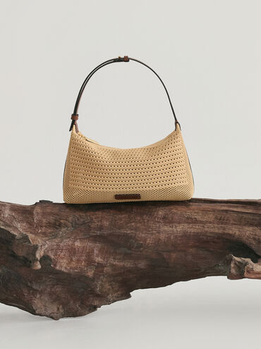 Ida Knitted Shoulder Bag, Beige, hi-res