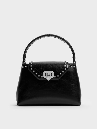 Arwen Studded Top Handle Bag, Noir, hi-res