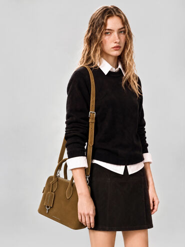 Large Ginevra Structured Bowling Bag, Sahara Sand, hi-res